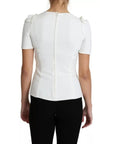 Dolce & Gabbana White Viscose Stretch Short Sleeves Blouse Top