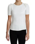 Dolce & Gabbana White Viscose Stretch Short Sleeves Blouse Top