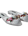Dolce & Gabbana Silver Metallic Leather Floral Pattern Shoes