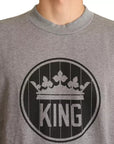 Dolce & Gabbana Gray Crown King Cotton Pullover Sweater