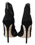 Dolce & Gabbana Black Tulle Ankle Boots Stiletto Heels Shoes