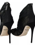Dolce & Gabbana Black Tulle Ankle Boots Stiletto Heels Shoes
