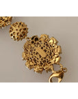 Dolce & Gabbana FIORI BLOOMING Floral Baroque Crystals Brass Bracelet