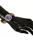 Dolce & Gabbana FIORI BLOOMING Floral Baroque Crystals Brass Bracelet