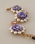 Dolce & Gabbana FIORI BLOOMING Floral Baroque Crystals Brass Bracelet