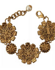 Dolce & Gabbana FIORI BLOOMING Floral Baroque Crystals Brass Bracelet