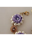 Dolce & Gabbana FIORI BLOOMING Floral Baroque Crystals Brass Bracelet