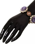 Dolce & Gabbana FIORI BLOOMING Floral Baroque Crystals Brass Bracelet
