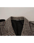 Dolce & Gabbana Gray Check Plaid Long Trench Coat Jacket