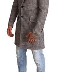 Dolce & Gabbana Gray Check Plaid Long Trench Coat Jacket