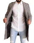 Dolce & Gabbana Gray Check Plaid Long Trench Coat Jacket