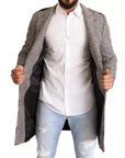 Dolce & Gabbana Gray Check Plaid Long Trench Coat Jacket