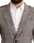 Dolce & Gabbana Gray Check Plaid Long Trench Coat Jacket