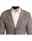 Dolce & Gabbana Gray Check Plaid Long Trench Coat Jacket