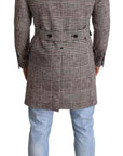 Dolce & Gabbana Gray Check Plaid Long Trench Coat Jacket