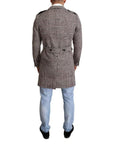 Dolce & Gabbana Gray Check Plaid Long Trench Coat Jacket