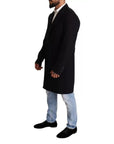 Dolce & Gabbana Blue Trench Coat Long Wool Stretch Jacket