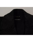 Dolce & Gabbana Black Trench Coat Check Wool Jacket