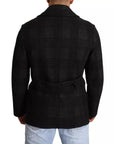 Dolce & Gabbana Black Trench Coat Check Wool Jacket