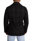 Dolce & Gabbana Black Trench Coat Check Wool Jacket