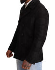 Dolce & Gabbana Black Trench Coat Check Wool Jacket