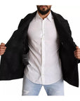 Dolce & Gabbana Black Trench Coat Check Wool Jacket