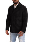 Dolce & Gabbana Black Trench Coat Check Wool Jacket