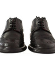 Dolce & Gabbana Black Perforated Leather Lace Up Derby Shoes
