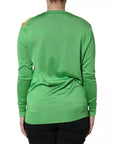 Dolce & Gabbana Green Silk Granita Al Limone Long Sleeves Sweater