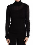 Dolce & Gabbana Black Turtleneck Form Fitting Pullover Sweater