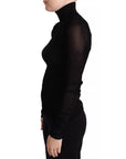 Dolce & Gabbana Black Turtleneck Form Fitting Pullover Sweater