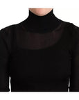 Dolce & Gabbana Black Turtleneck Form Fitting Pullover Sweater
