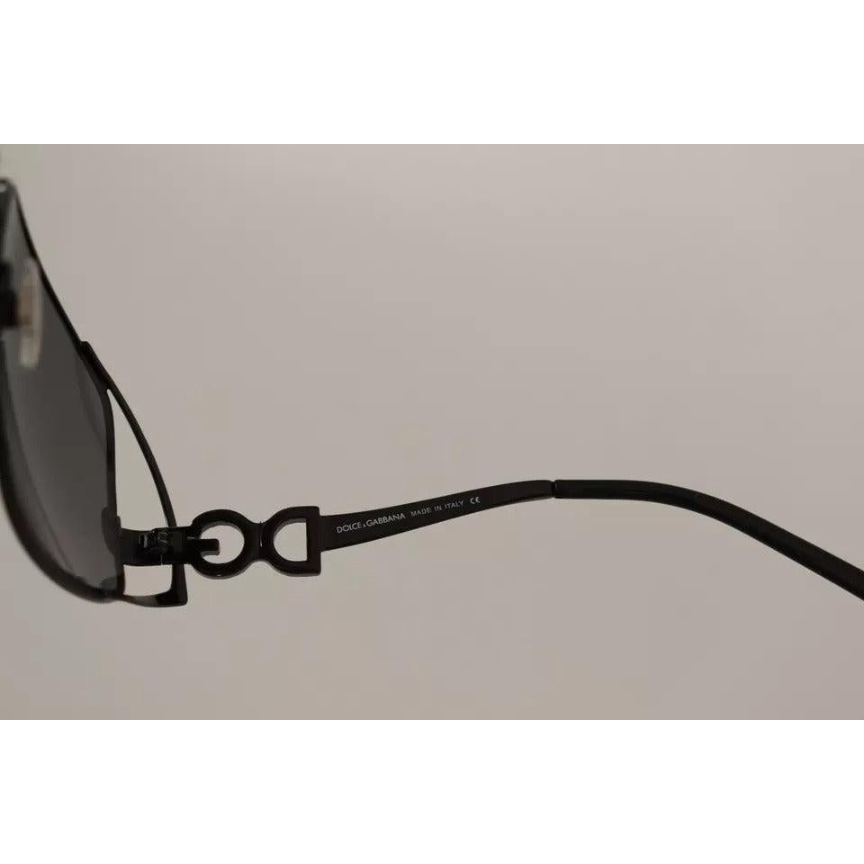 Dolce & Gabbana Black Metal Frame Logo Crystals Shades Sunglasses DG2016B
