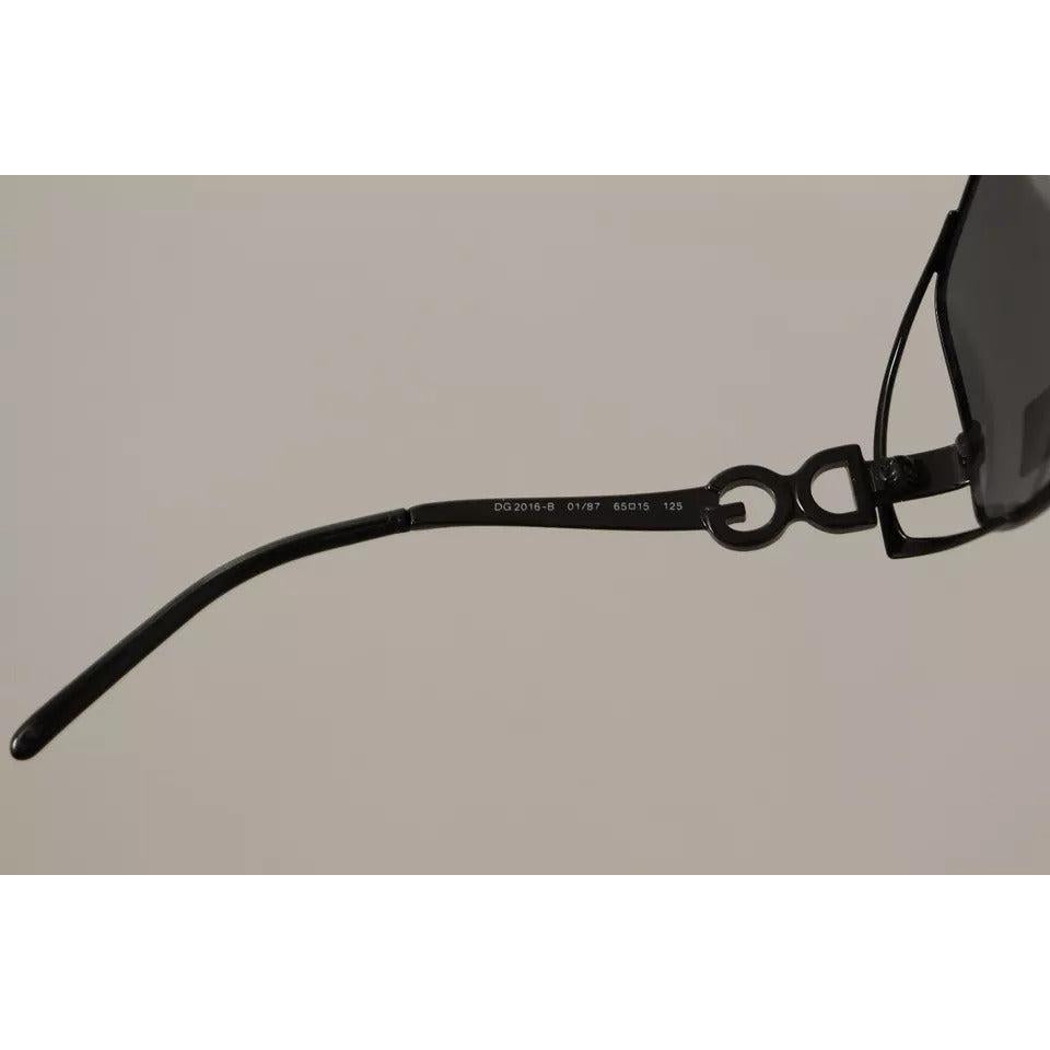 Dolce & Gabbana Black Metal Frame Logo Crystals Shades Sunglasses DG2016B