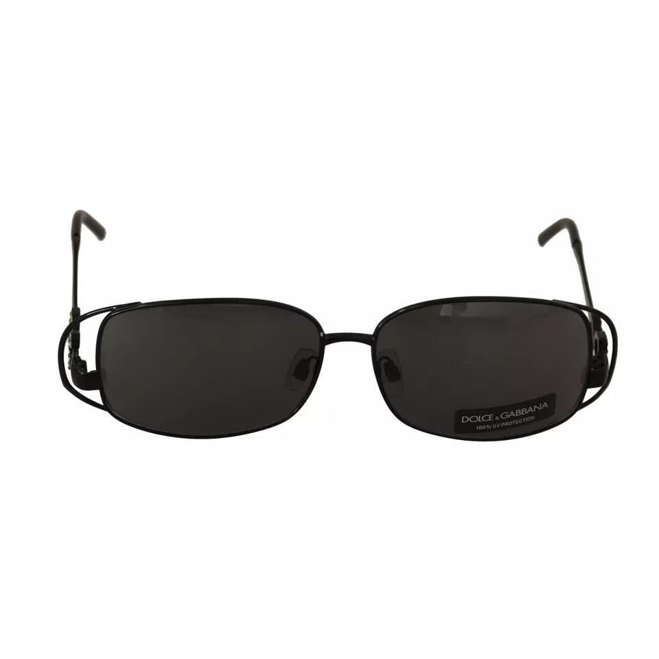 Dolce & Gabbana Black Metal Frame Logo Crystals Shades Sunglasses DG2016B