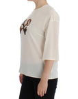 Dolce & Gabbana Ivory Sequined Silk Blouse Top