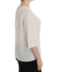 Dolce & Gabbana Ivory Sequined Silk Blouse Top