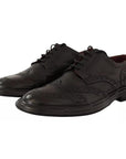 Dolce & Gabbana Black Perforated Leather Lace Up Derby Shoes