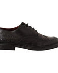 Dolce & Gabbana Black Perforated Leather Lace Up Derby Shoes