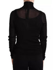 Dolce & Gabbana Black Turtleneck Form Fitting Pullover Sweater