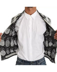 Dolce & Gabbana White Black Pineapple Bomber Coat Jacket