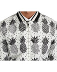 Dolce & Gabbana White Black Pineapple Bomber Coat Jacket