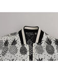 Dolce & Gabbana White Black Pineapple Bomber Coat Jacket