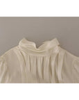Dolce & Gabbana Off White Silk Long Sleeve Turtle Neck Top