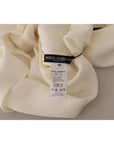 Dolce & Gabbana Off White Silk Long Sleeve Turtle Neck Top