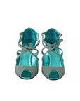 Dolce & Gabbana Blue Glittered Strappy Heels Sandals Shoes