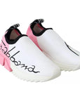 Dolce & Gabbana Pink White Logo Sorrento Sneakers Shoes