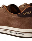 Dolce & Gabbana Brown Suede Logo Low Top Sneakers Men Shoes