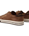 Dolce & Gabbana Brown Suede Logo Low Top Sneakers Men Shoes