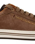 Dolce & Gabbana Brown Suede Logo Low Top Sneakers Men Shoes